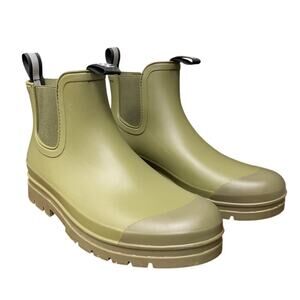 Hisea Womens Size 11 Green Short Waterproof Garden Pull On Chelsea Rain Boots